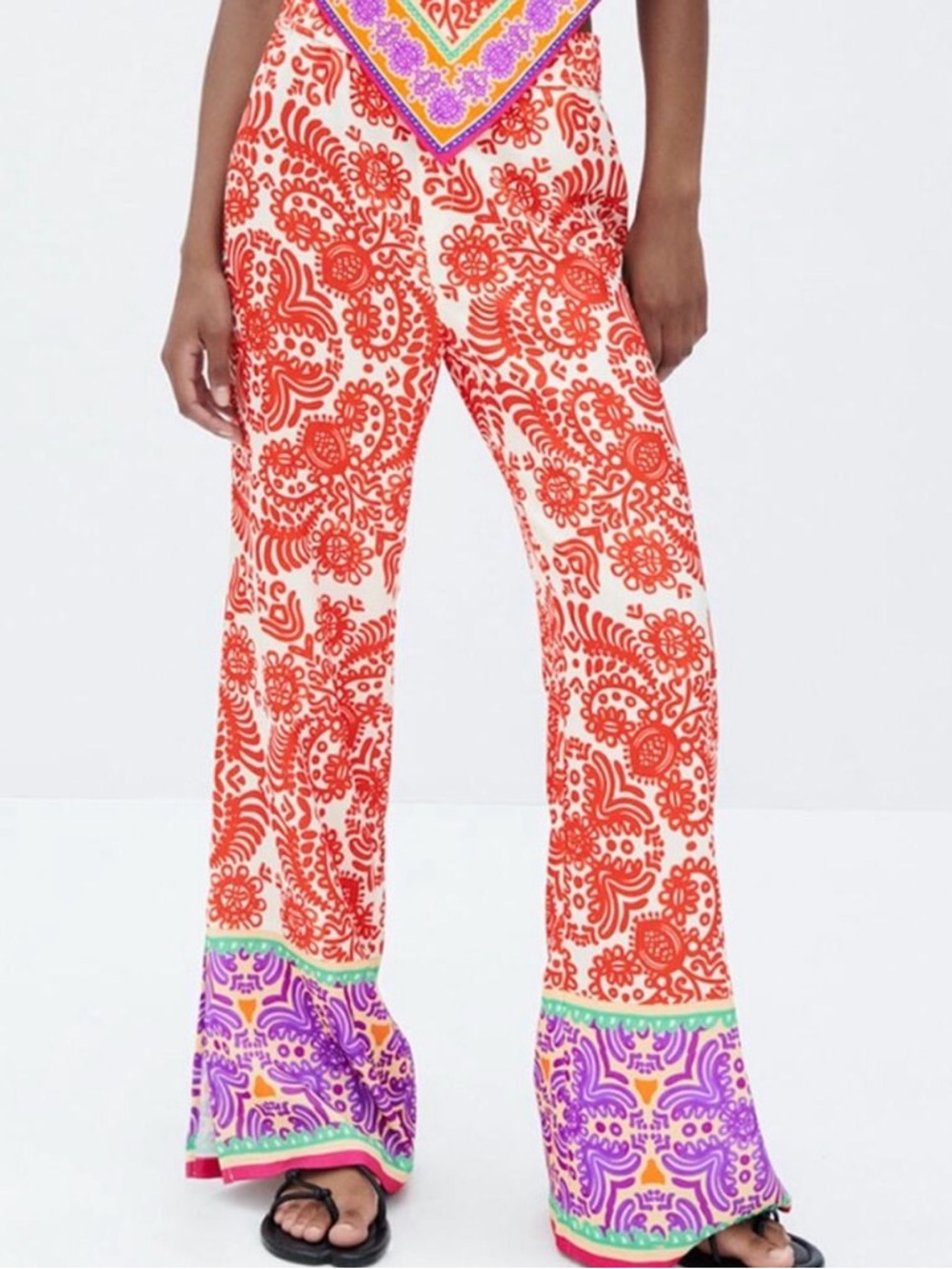 ZARA Pajama Style Printed Pants Size X-Small NWT